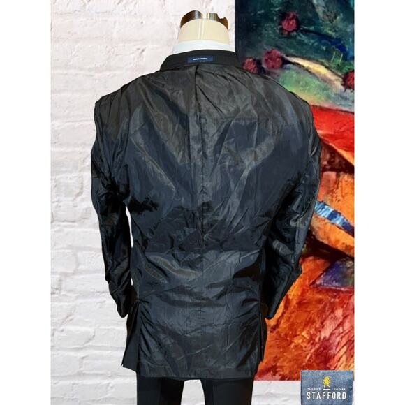 Stafford 46R Mens Basic Black Classic Blazer Sport Suit Jacket Separate - Picture 8 of 15